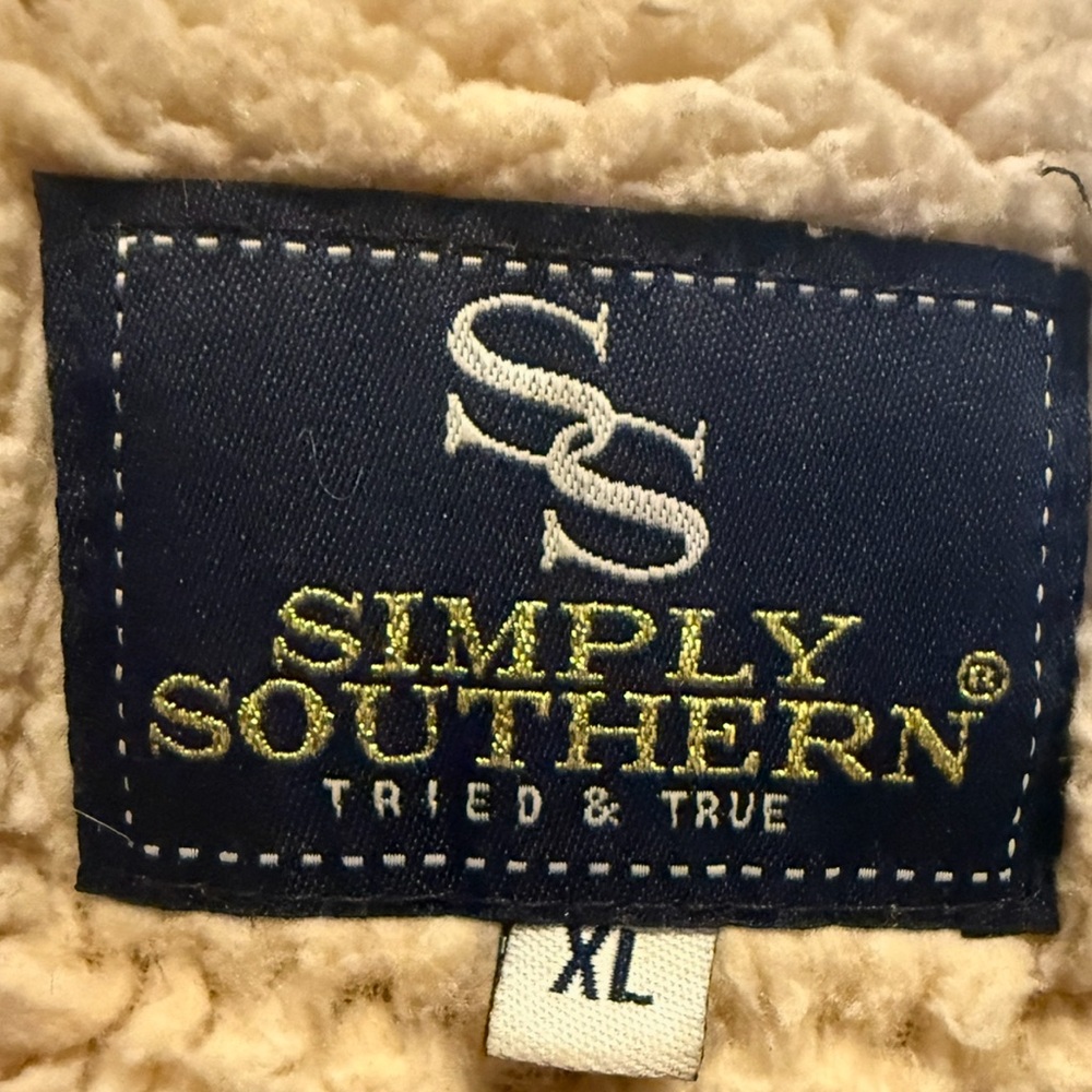 Simply Southern Quarter Zip Pullover Cream/Bear Tribal Sherpa Women’s XL Fleece - Picture 4 of 5